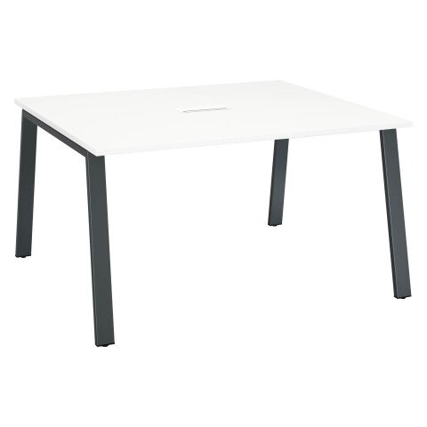 Mesa de reunión modulable Ecla blanco An 140 x Fon 126 cm patas metal antracita