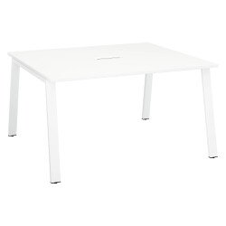 Table de réunion blanc L 140 x P 126 cm - piétement métal - Arch