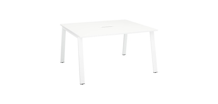 Table de réunion blanc L 140 x P 126 cm - piétement métal - Arch