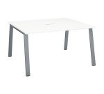 Table de réunion blanc L 140 x P 126 cm - piétement métal - Arch