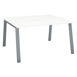 Table de réunion blanc L 140 x P 126 cm - piétement métal - Arch