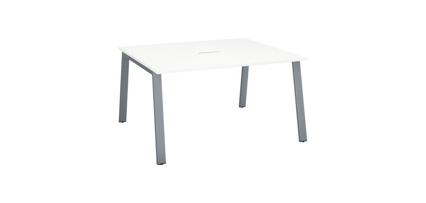 Table de réunion blanc L 140 x P 126 cm - piétement métal - Arch