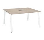 Table de réunion chêne gris L 140 x P 126 cm- piétement métal - Arch