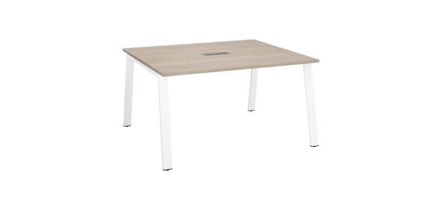 Table de réunion chêne gris L 140 x P 126 cm- piétement métal - Arch