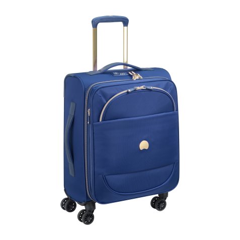 Trolley cabin luggage slim expendable 4 double wheels 55 cm Delsey blue