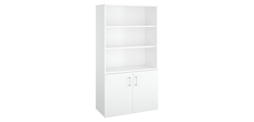 Bookcase wood with doors Ecla H 182 x W 100 cm