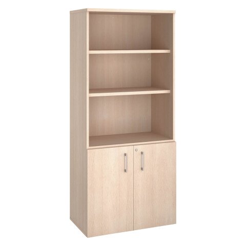 Biblioteca de madera con puertas ECLA Al 182 x An 80 cm Roble Claro