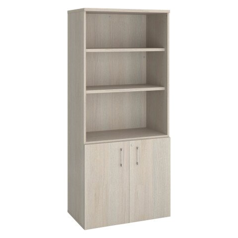 Biblioteca de madera con puertas ECLA Al 182 x An 80 cm Roble Gris
