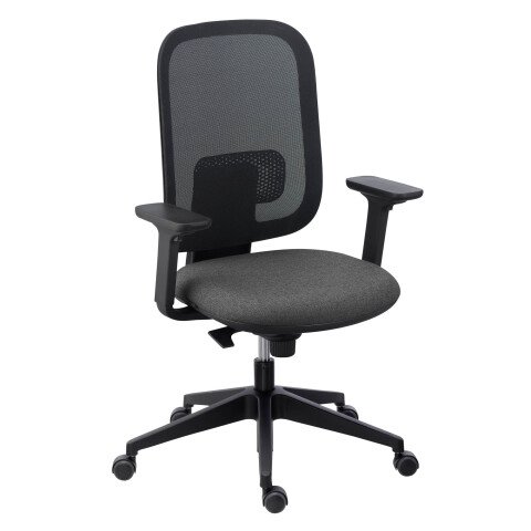 Silla de oficina Alia antracita - respaldo malla - reposabrazos 3D
