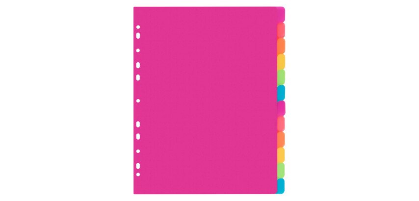 Polypropylene A4+ maxi index Viquel Happy Fluo 12 tabs - 1 set