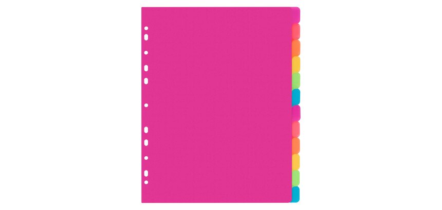 Intercalaire A4 en polypropylène Viquel Happy Fluo 12 onglets - 1 jeu