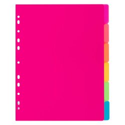 Dividers A4 in polypropylene Viquel Happy Fluo 6 rewritable tabs - 1 set