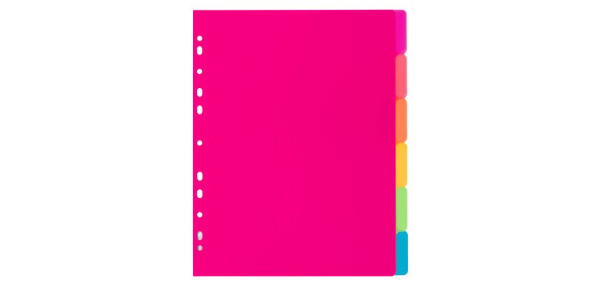 Intercalaire A4 en polypropylène Viquel Happy Fluo 6 onglets - 1 jeu