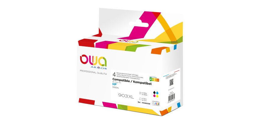 Pack cartouches Owa Compatibles HP 903XL 4 couleurs pour imprimante jet d'encre