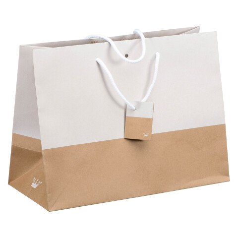 Bolsa de tienda bicolore Luxe asas cuerda 29 x 39 x 18 cm kraft/blanco - pack de 10