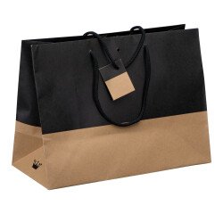 Shopping bag in bicolored kraft paper Luxe with cords as handles 29 x 39 x 18 cm - pack of 10