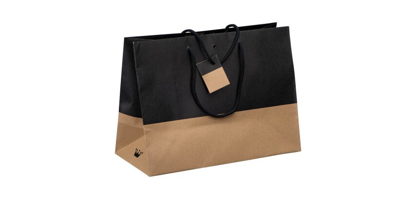 Geschenktasche in zweifarbigem Kraftpapier Luxe mit Schnuren 29 x 39 x 18 cm - Packung von 10