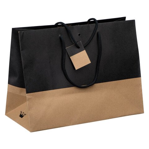 Bolsa de tienda bicolore Luxe asas cuerda 29 x 39 x 18 cm kraft/negro - pack de 10