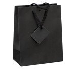 Sacs kraft noir intense poignées cordelières 22 x 18 x 10 cm - Paquet de 20