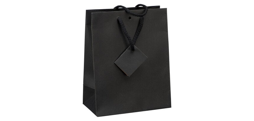 Sacs kraft noir intense poignées cordelières 22 x 18 x 10 cm - Paquet de 20