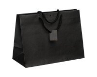 Bolsas de papel kraft negro intenso con asas de cordel 29 x 39 x 18 cm - Paquete 10 bolsas