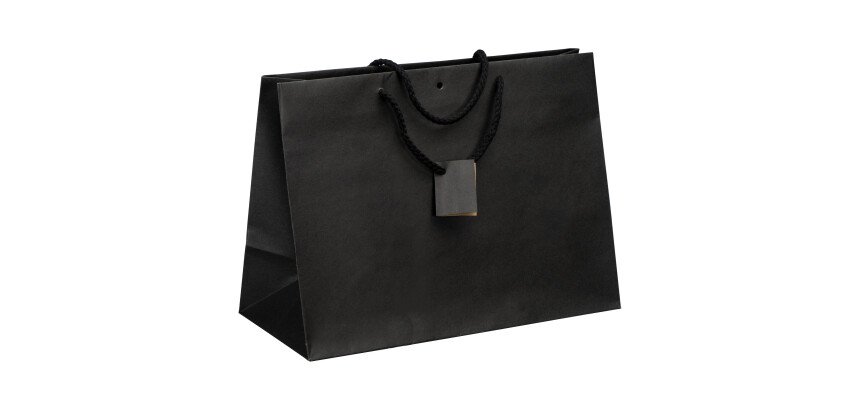 Sacs kraft noir intense poignées cordelières 29 x 39 x 18 cm - Paquet de 10