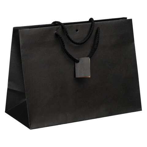 Bolsas de papel kraft negro intenso con asas de cordel 29 x 39 x 18 cm - Paquete 10 bolsas