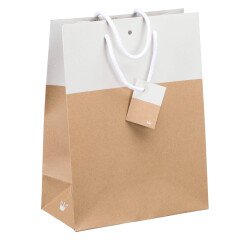 Shopping bag in bicolored kraft paper Luxe with cords as handles 33 x 25 x 13 cm - pack of 10