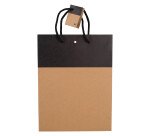 Sacs kraft bicolore poignées cordelières 33 x 25 x 13 cm - Paquet de 10