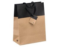 Winkeltas in tweekleurig kraftpapier Luxe met koordjes als handvaten 33 x 25 x 13 cm - pak van 10