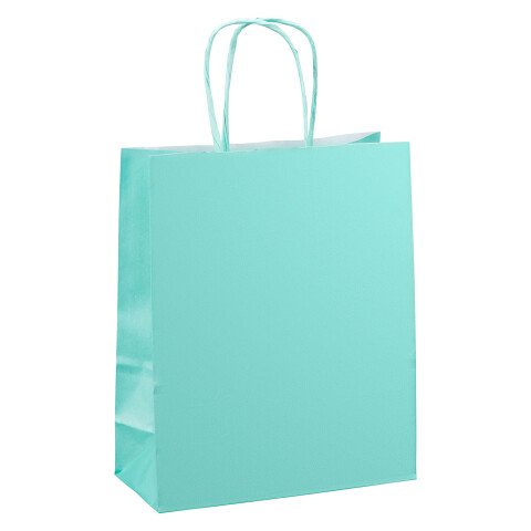 Bolsas tienda kraft asas retorcidas 22 x 18 x 8 cm - 50 bolsas verde claro