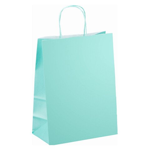 Bolsa de papel kraft asas trenzadas Azul 30 x 23 x 12 cm - Caja de 50