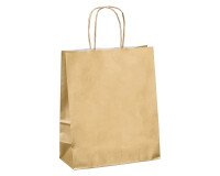 Winkelzakken in kraft met gedraaide handvaten 22 x 18 x 8 cm - karton van 50