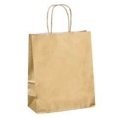 Shopping bags in kraft with twisted handles 22 x 18 x 8 cm - pack of 50
