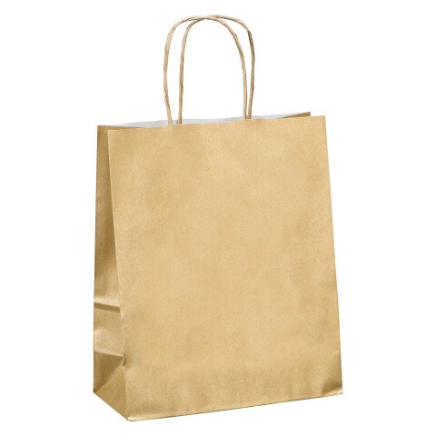 Bolsas tienda kraft asas retorcidas 22 x 18 x 8 cm - 50 bolsas oro