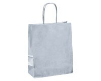 Shopping bags in kraft silver with twisted handles 22 x 18 x 8 cm - pack of 50
