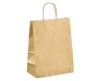 Sacs boutique kraft poignées torsadées or 30 x 23 x 12 cm - 50 sacs