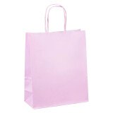 Shopping bags in kraft pink with twisted handles 22 x 18 x 8 cm - pack of 50