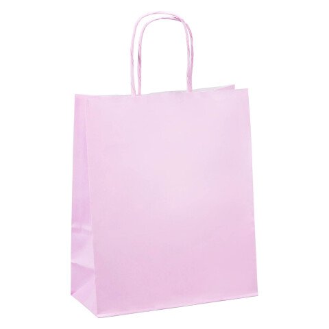 Bolsas tienda kraft asas retorcidas 22 x 18 x 8 cm - 50 bolsas rosa