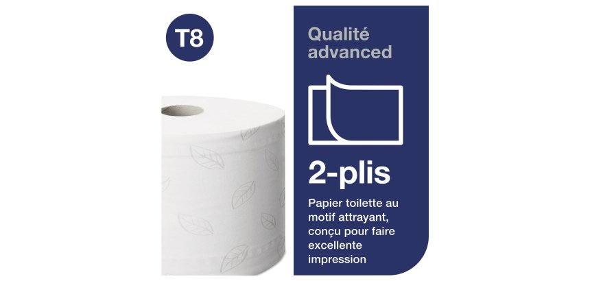 Tork SmartOne® Papier toilette rouleau blanc T8, Advanced, 2 plis, 6 x 1 150 feuilles
