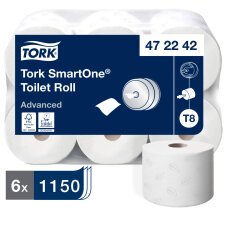 Carta igienica Tork SmartOne® T8  - 2 veli - 6 rotoli da 1150 strappi