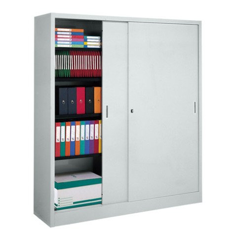 Armario de oficina metálico desmontable Gran volumen Alt. 200 x An.160 cm Gris Puerta corredera