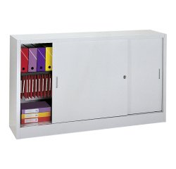 Armoire basse en métal à portes coulissantes H 105 P 45 cm grand volume