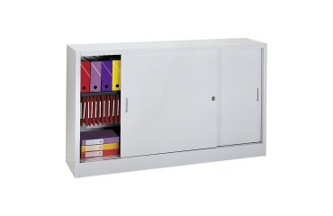 Lage kast van metaal met schuifdeuren H 105 D 45 cm groot volume