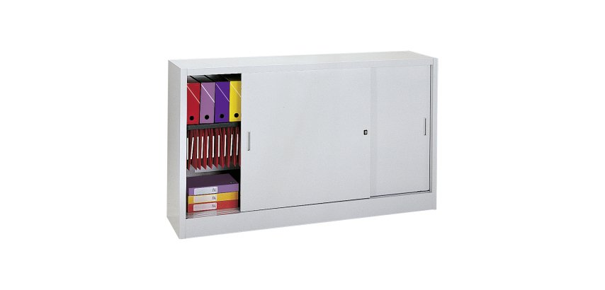 Armoire basse en métal à portes coulissantes H 105 P 45 cm grand volume