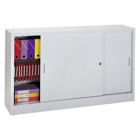 Armario de oficina metálico desmontable Gran volumen Alt. 105 x An. 180 x Fon 45 cm Gris Puerta corredera
