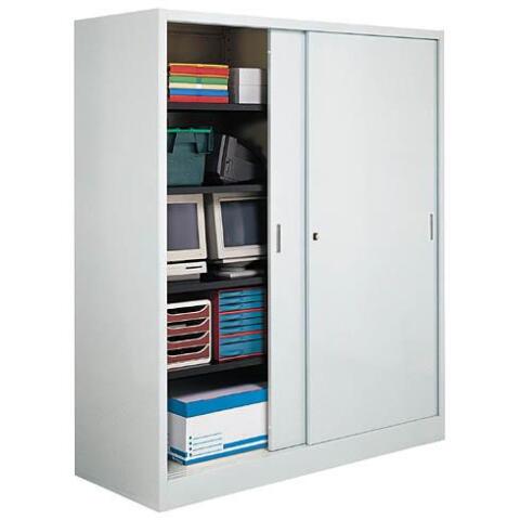 Armario de oficina metálico desmontable Gran volumen Alt. 200 x An.180 cm Gris Puerta corredera