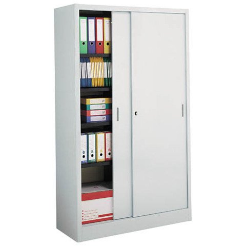 Armario de oficina metálico desmontable Gran volumen Alt. 200 x An.120 cm Gris Puerta corredera