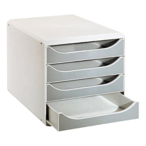 Module de classement Exacompta Big Box coffre gris clair 4 tiroirs couleur