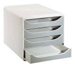 Module de classement Exacompta Big Box coffre gris clair 4 tiroirs couleur